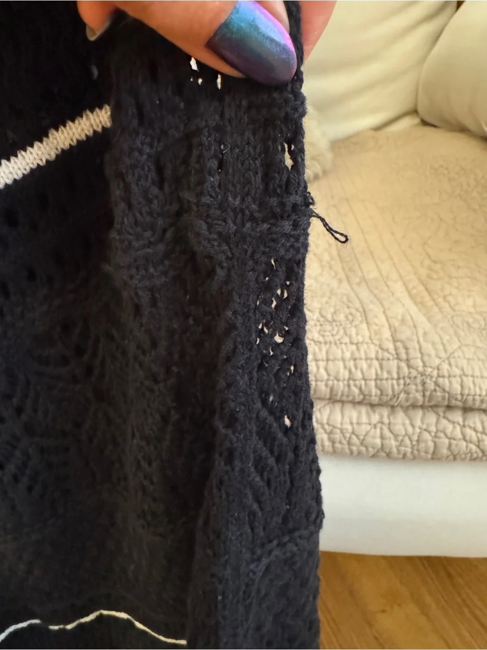 Abercrombie and Fitch Crochet Style Maxi Dress Black and White Medium